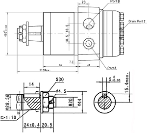 Dimensiones del motor hidráulico CPMW80KD