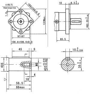 Dimensiones del motor hidráulico CPMS400C