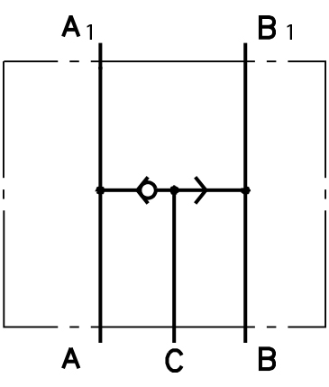 Diagrama de conexión M+S Válvula de cambio para liberación de freno para motor hidráulico MS Tipo: KPWS