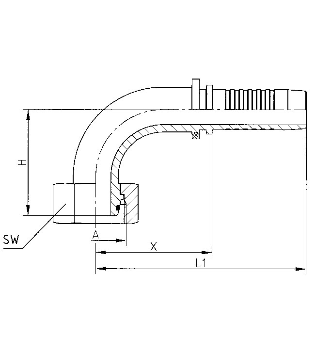 Abmessung DKOS90°