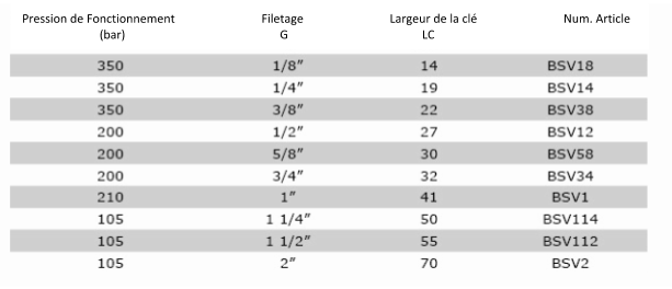 Données Techniques BSV - Connexion par cloison droite