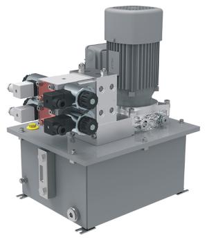 Hydraulikaggregat, 3kW, 30 Liter Rechtecktank (Stahl), 7,9 cm3/U Zahnradpumpe, für doppelt wirkenden Verbraucher