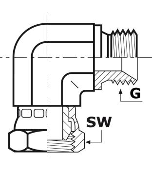 Swivel nut elbow 3/4"