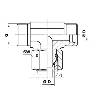 Einstellbare T-Verschraubung 12S