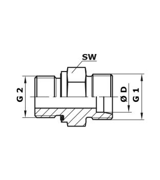 Straight male union metric thread 18L-M22x1.5