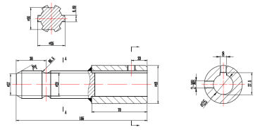 Adaptador de toma de fuerza, manguito de perfil de 25 mm con 6 dientes y espiga de 1.3/8" con perforaciones