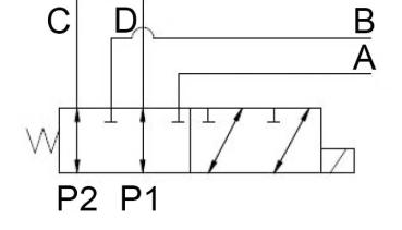 Electroválvula (válvula de cambio/direccional), 6/2, 3/8", 45 litros/min - Tensión de la válvula 12 voltios