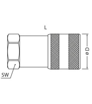 Quick Coupling, FlatFace design, Female, Group 3, 3/4" female BSP, Type HMSTK-VC-FF-IG3/4-12M