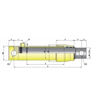 Hydraulikzylinder, einfachwirkend, Kolben Ø 45mm, Hub wählbar