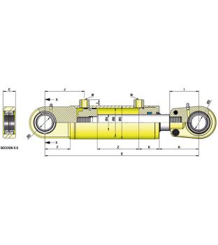 Vérin hydraulique, double effet, joint à rotule, piston Ø 32mm, tige Ø 20mm, course sélectionnable