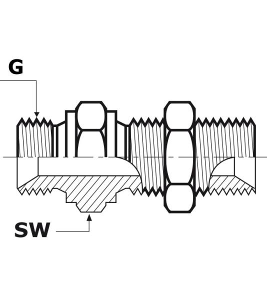 Straight bulkhead union, cone end 1/4"