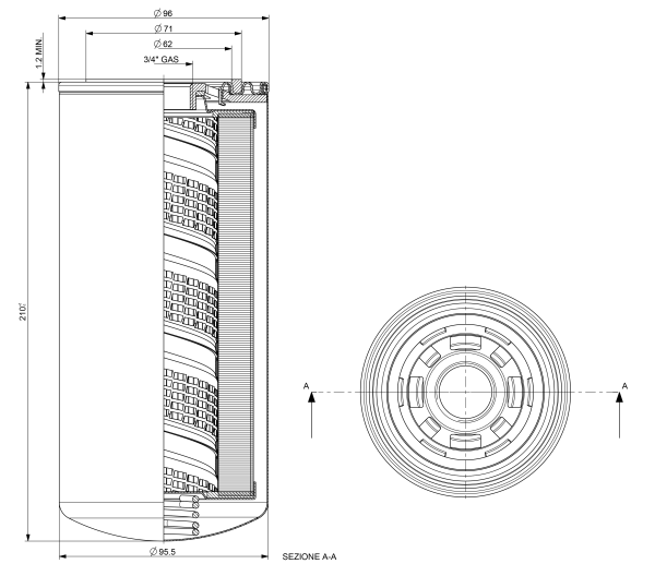 Filterpatrone 25 µm nom. für Filter Typ MPS-070