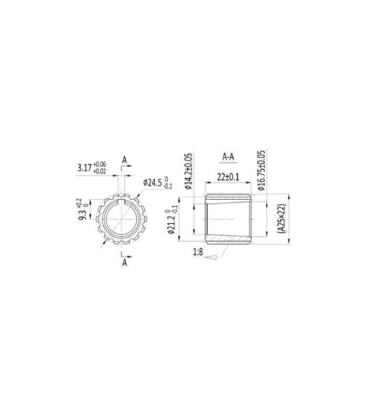 Coupling für Hydraulic Pump Gr. 2 / Gear Box / Support Bearing inside conical 1:8, 14 teeth