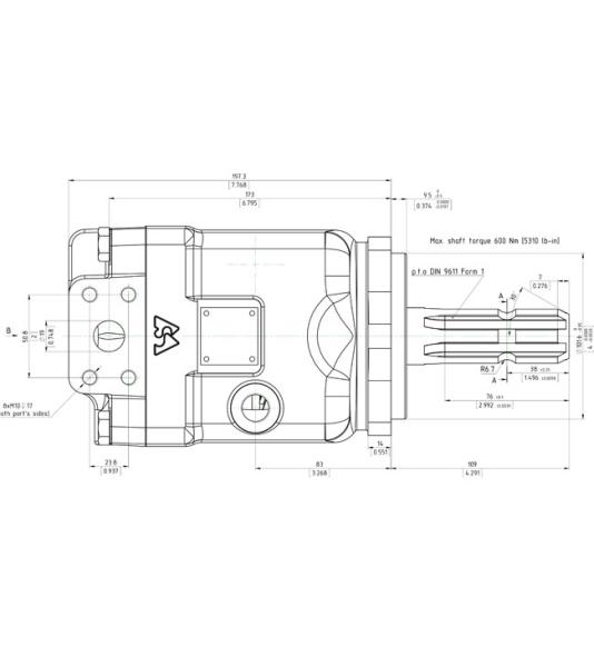 Motor hidráulico, motor de pistones axiales, eje P.T.O., 350 bar, tipo MAPB35SL