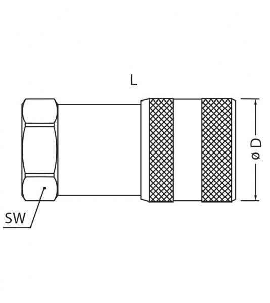 Quick Coupling, FlatFace design, Female, Group 2, 3/8" female BSP, Type HMSTK-VC-FF-IG3/8-10M